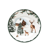 Prato de Sobremesa Aquarelle Bosque Casinha 20,5cm Natal - Ela Decora